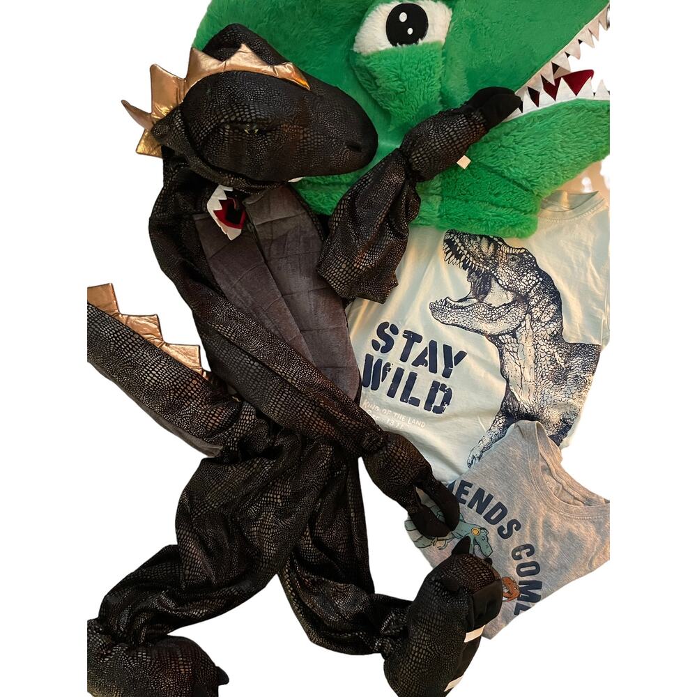Dinosaur Kid's Plush Halloween Costume & Adult Green Soft Head Bundle Boy's 4T